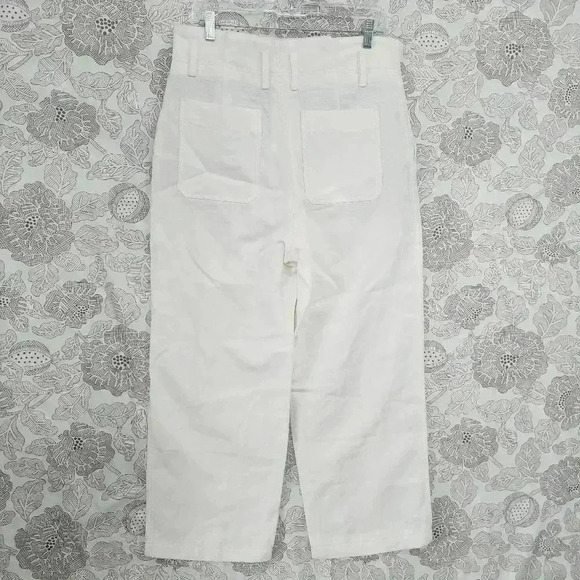 Vince Linen Blend Wide Leg High Rise White Women's Pants 10 - Picture 2 of 8